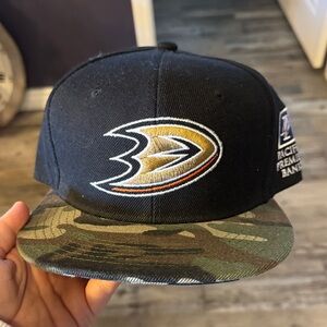 Black Cap with Camo Brim Anaheim Ducks and Logo